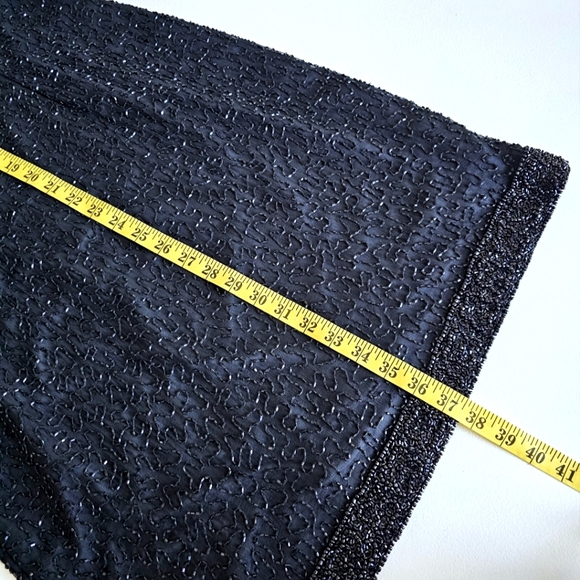 100% Pure Silk Mark & John By Gopal Black Beaded Cocktail Elegant Dress Sz Large - Picture 15 of 16